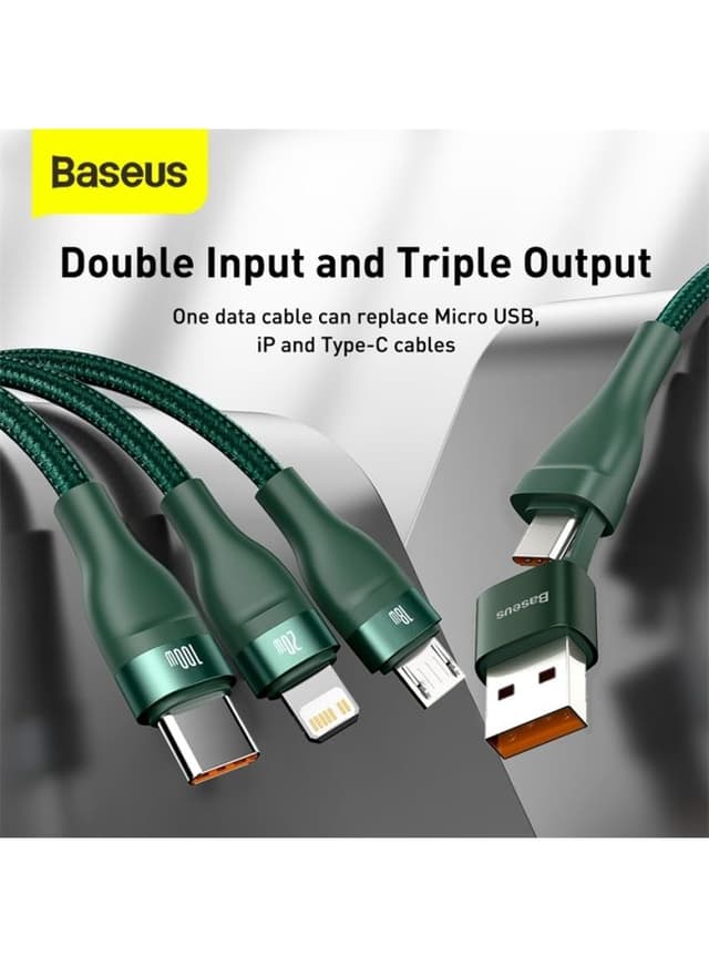 كيبل شحن مع رأس مزدوج Baseus 3-in-1 USB Charging Cable
