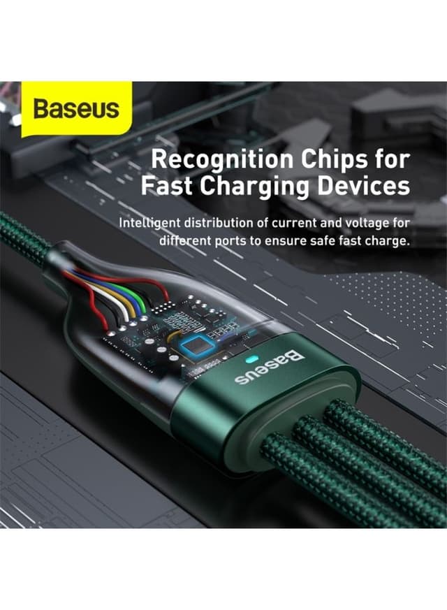 كيبل شحن مع رأس مزدوج Baseus 3-in-1 USB Charging Cable
