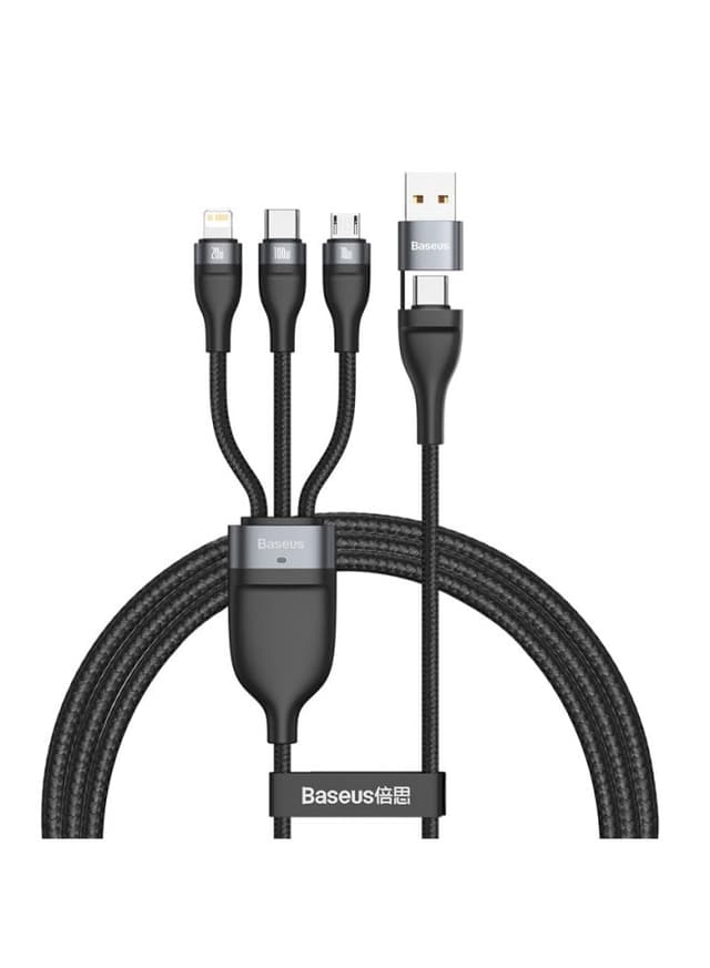 Baseus 3-in-1 USB Charging Cable with Dual Head Black - 281331