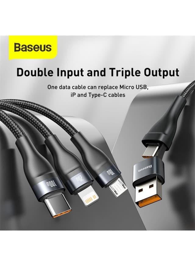 Baseus 3-in-1 USB Charging Cable with Dual Head Black - 153159