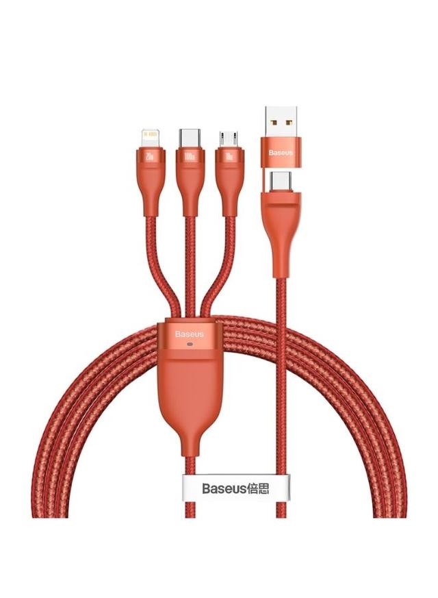 Baseus 3-in-1 USB Charging Cable with Dual Head 1.2 meter Red/Orange - SW1hZ2U6MzI0OTU4