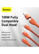 Baseus 3-in-1 USB Charging Cable with Dual Head 1.2 meter Red/Orange - SW1hZ2U6MzI0OTYy