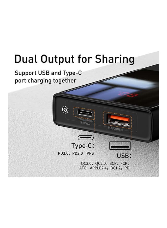 Baseus 10000mAh Fast Charging Power Bank Black