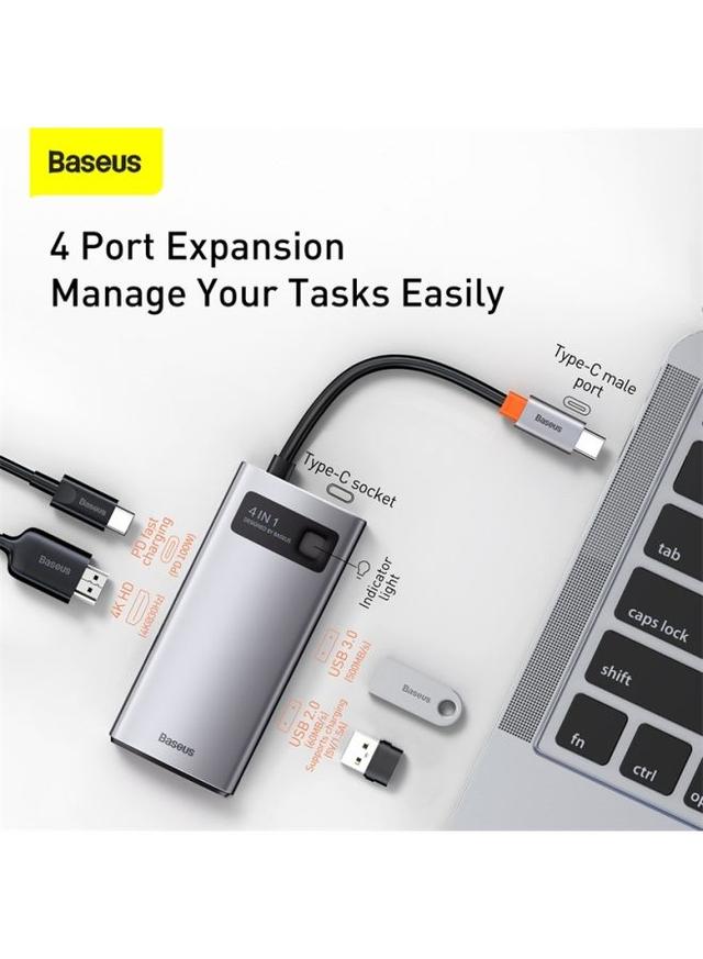 Baseus 4-in-1 Multifunctional Type-C HUB Docking Station Grey/Black - SW1hZ2U6MzI1MDM3