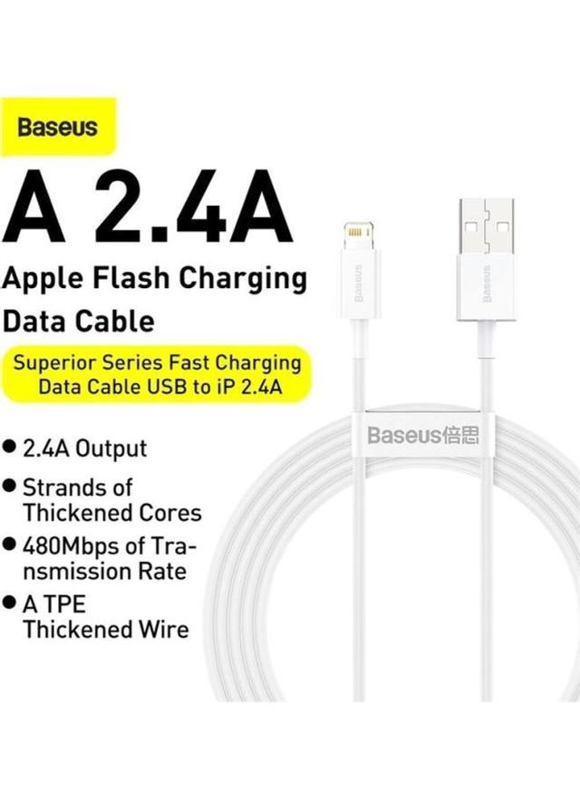 Baseus Superior Series Fast Charging Data Cable USB to iP 2.4A White - SW1hZ2U6MzI3OTA5