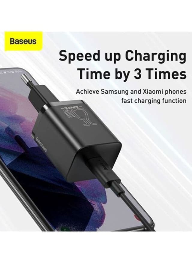 مقبس شاحن الجوال Baseus Super Si Quick Charger 25W Wall Charger with Type-C to Type-C Charging Cable
