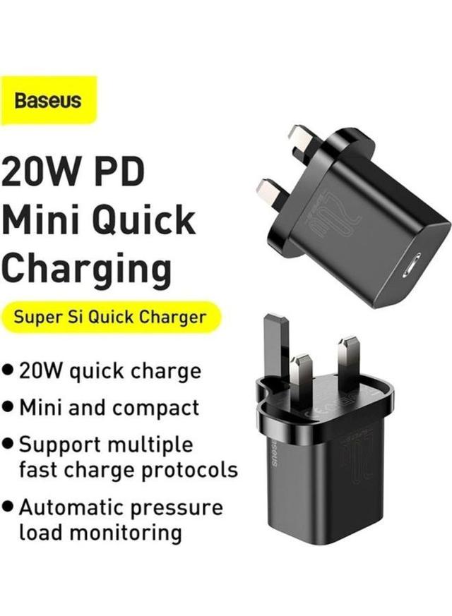 Baseus Super S1 Quick Travel Charger 1C 20W UK Plug Black - SW1hZ2U6MzI0MzM5