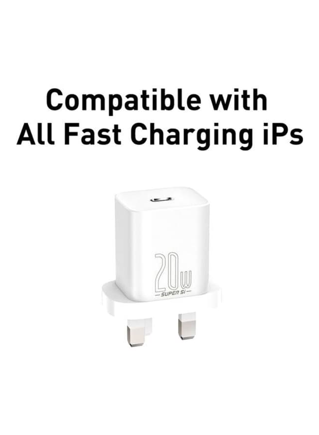 Baseus Super Si 1C PD Fast Wall Charger with Type C To Lightning Cable 0.49*0.42*0.67meter White