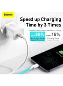 Baseus Super Si 1C PD Fast Wall Charger with Type C To Lightning Cable 0.49*0.42*0.67meter White