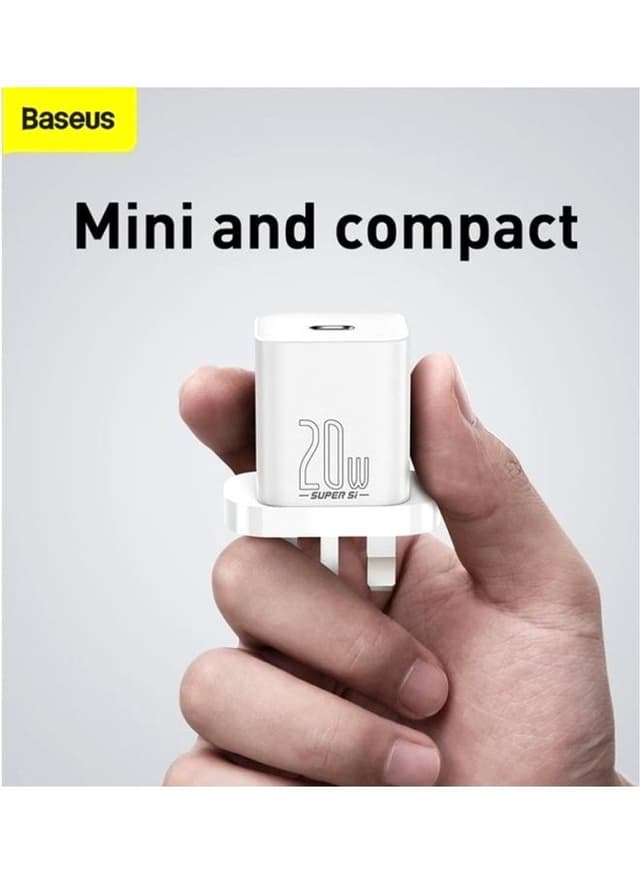 Baseus Super Si 1C PD Fast Wall Charger with Type C To Lightning Cable 0.49*0.42*0.67meter White