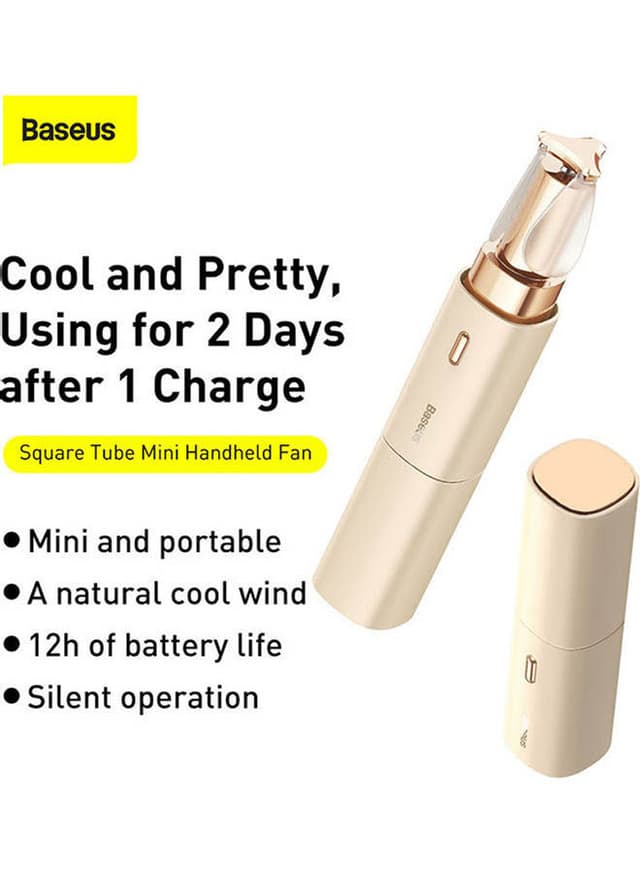 Baseus Square Tube Mini Portable Handheld Silent Cooling Fan 0.5 W CXMN-02 Beige - 154107