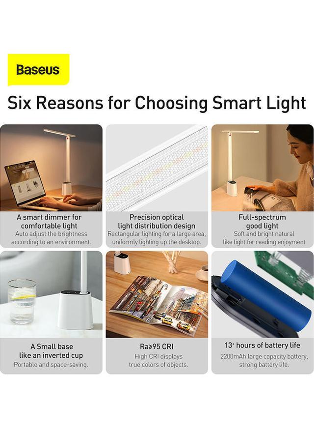 Baseus Folding Smart Desk Lamp With Charging Cable White - SW1hZ2U6MzI2Mzcz