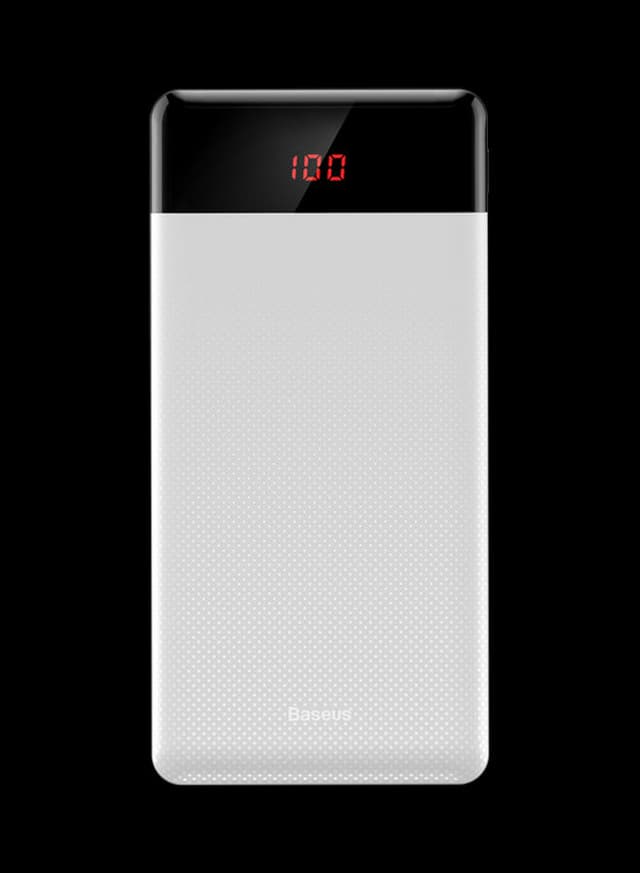Baseus 10000 mAh Slim Mini Cu Digital Display Power Bank White