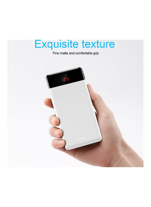 Baseus 10000 mAh Slim Mini Cu Digital Display Power Bank White