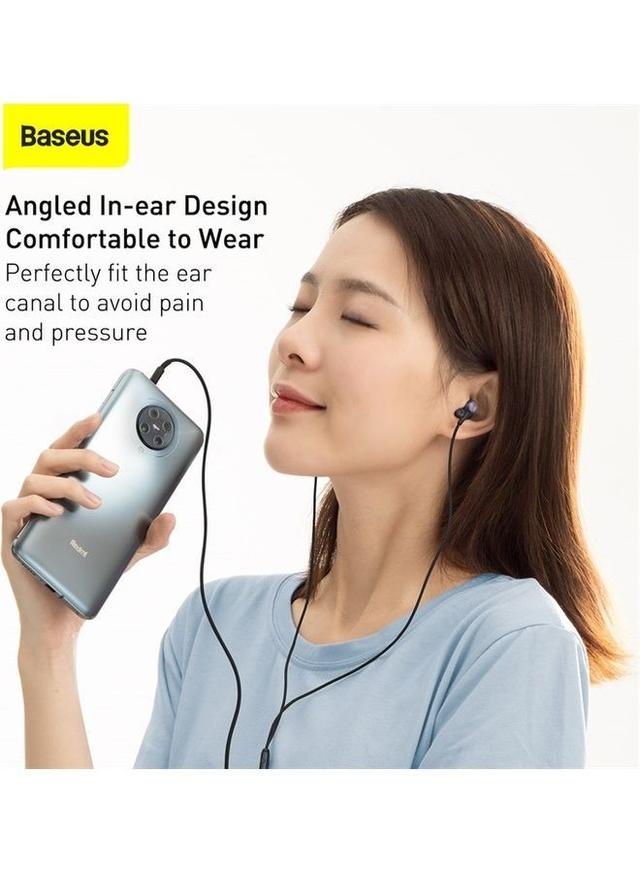 Baseus Wired Earphone with Microphone And Remote Control Black - SW1hZ2U6MzI4NTc2