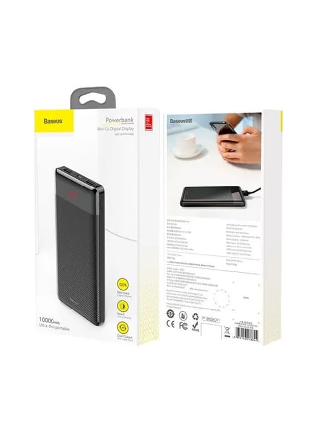 Baseus 10000 mAh Mini Cu Digital Display Portable Power Bank Black