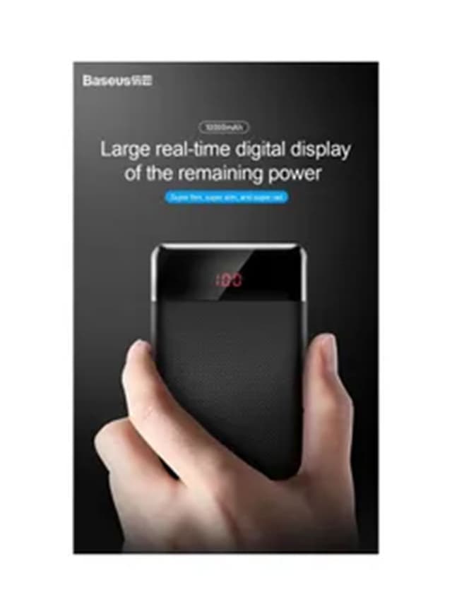 Baseus 10000 mAh Mini Cu Digital Display Portable Power Bank Black