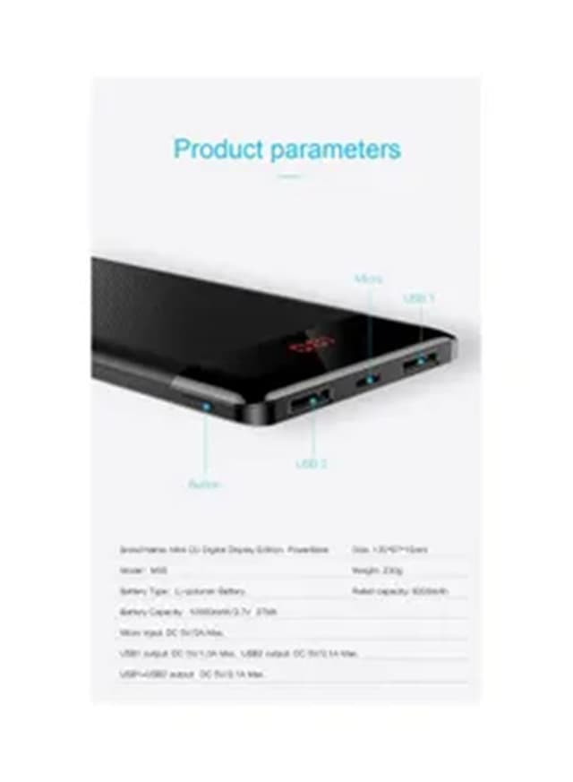 Baseus 10000 mAh Mini Cu Digital Display Portable Power Bank Black