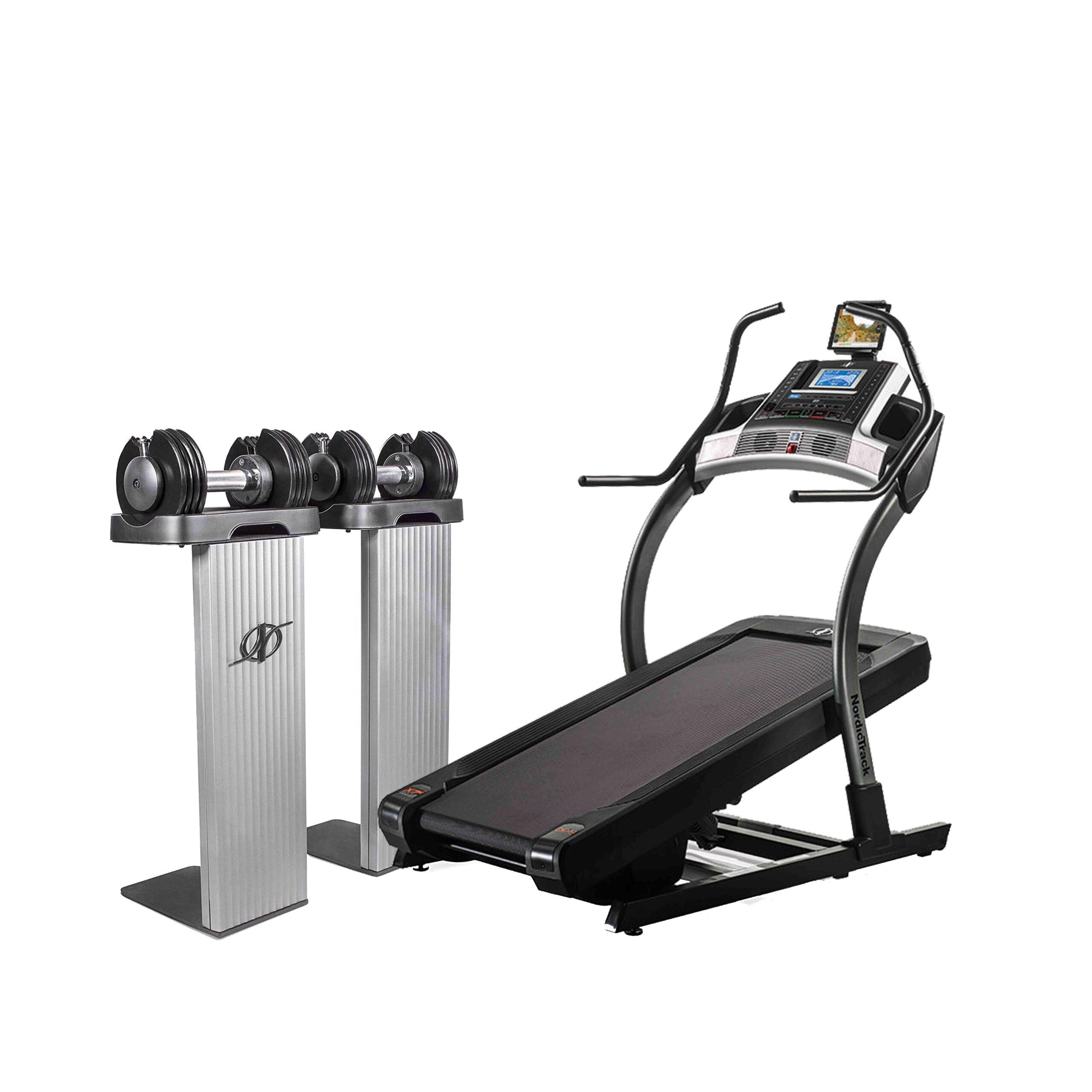 تريدميل بسرعة قصوى 12 ميل مع دمبل متغير الوزن Nordictrack X7i & Adjustable Dumbbell set Combo Offer Pack