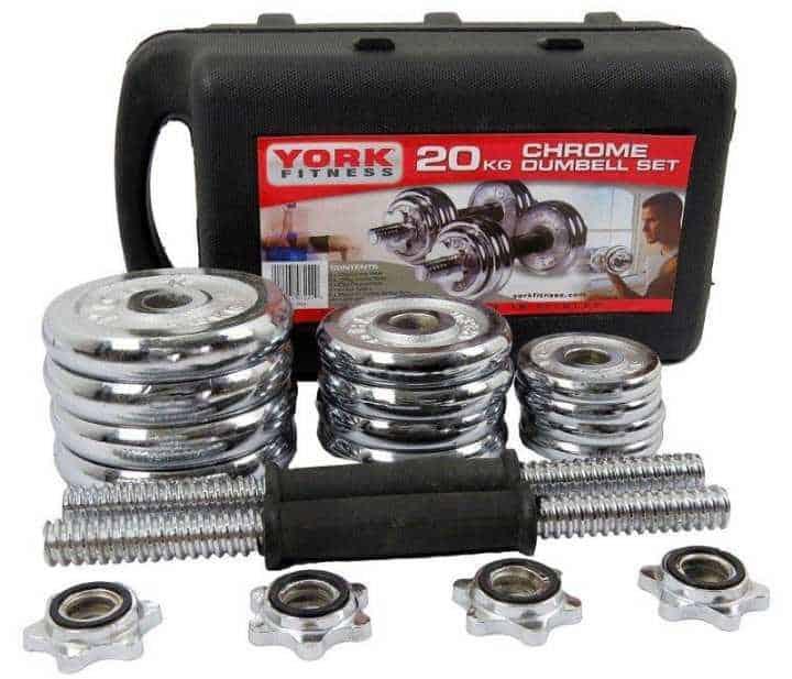 York Fitness 20kgs (10+10) Chrome Adjustable Dumbbell Set with PVC Case