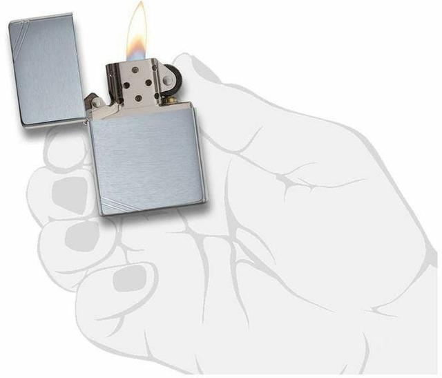 ولاعة معدنية كلاسيكية Zippo - Vintage BR / Fin. Chrome Lighter - SW1hZ2U6MzIyMDU5