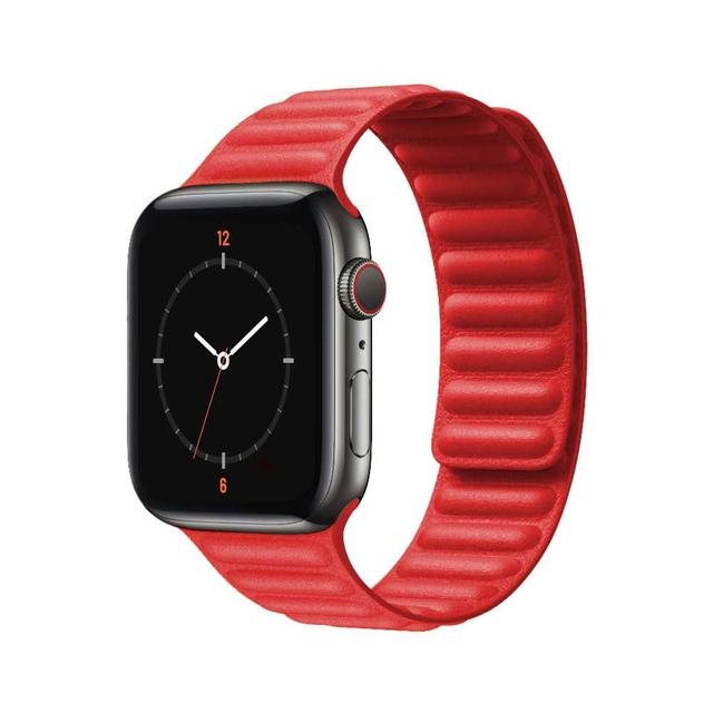 iGuard by Porodo Premium Leather Adjustable Magnetic Watch Band for Apple Watch 40mm / 38mm - Red - SW1hZ2U6MzA4MDg5