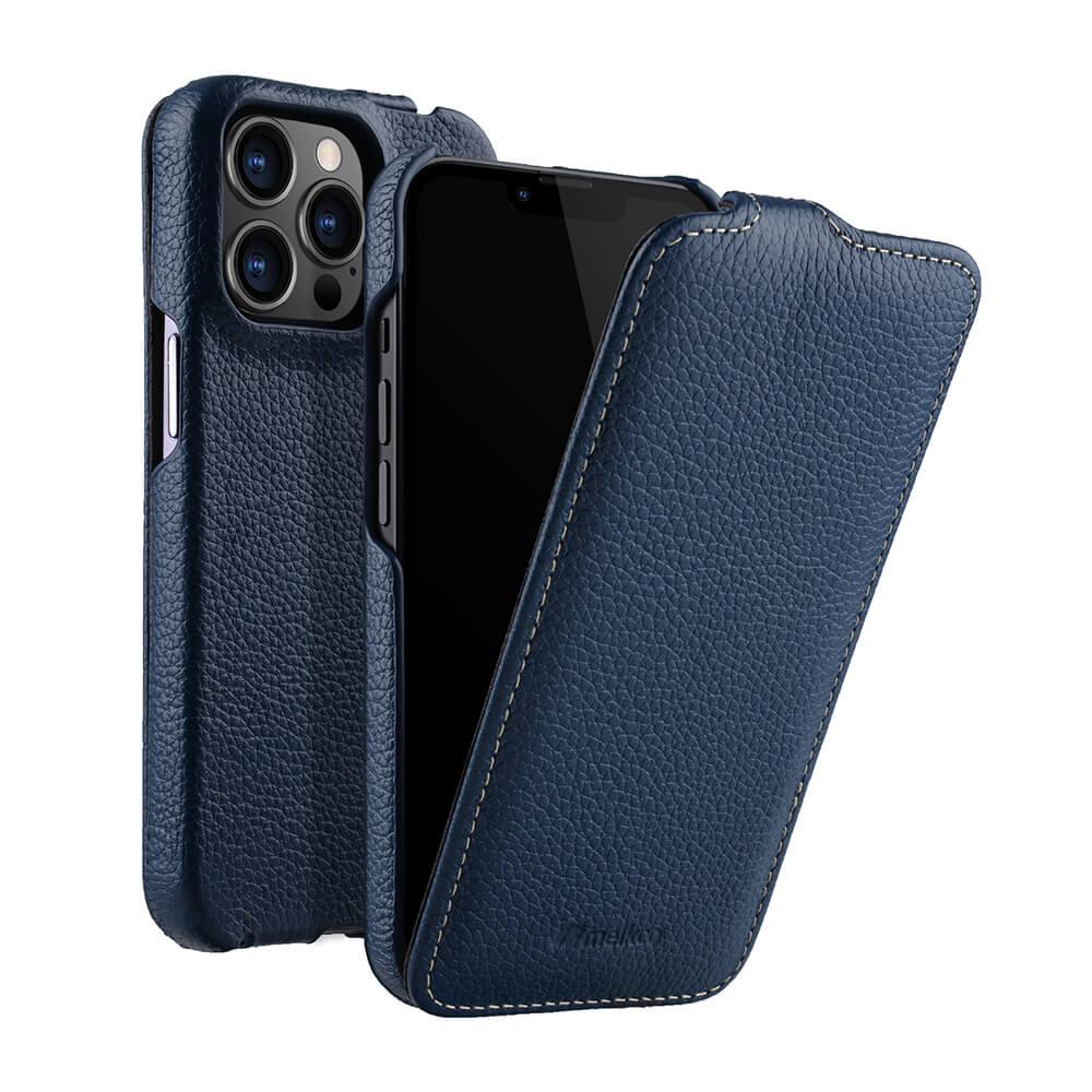 Melkco Jacka Series Lai Chee Pattern Premium Leather Cover Case for Apple iPhone 13 Pro (6.1") - (Dark Blue LC)