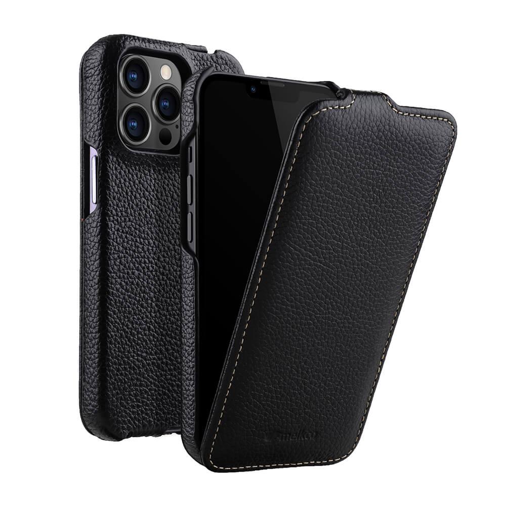 Melkco Jacka Series Lai Chee Pattern Premium Leather Cover Case for Apple iPhone 13 Pro Max (6.7") - (Black LC)