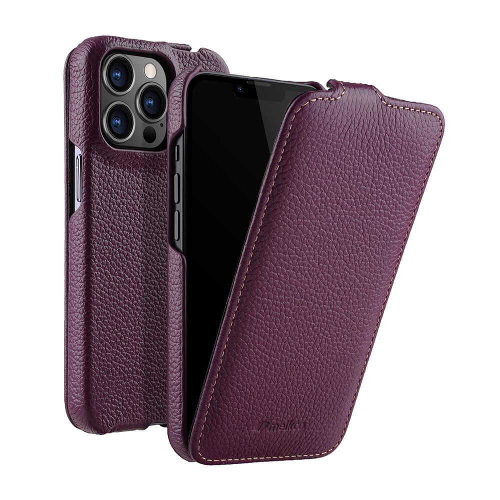 Melkco Jacka Series Lai Chee Pattern Premium Leather Cover Case for Apple iPhone 13 Pro Max (6.7") - (Purple LC)