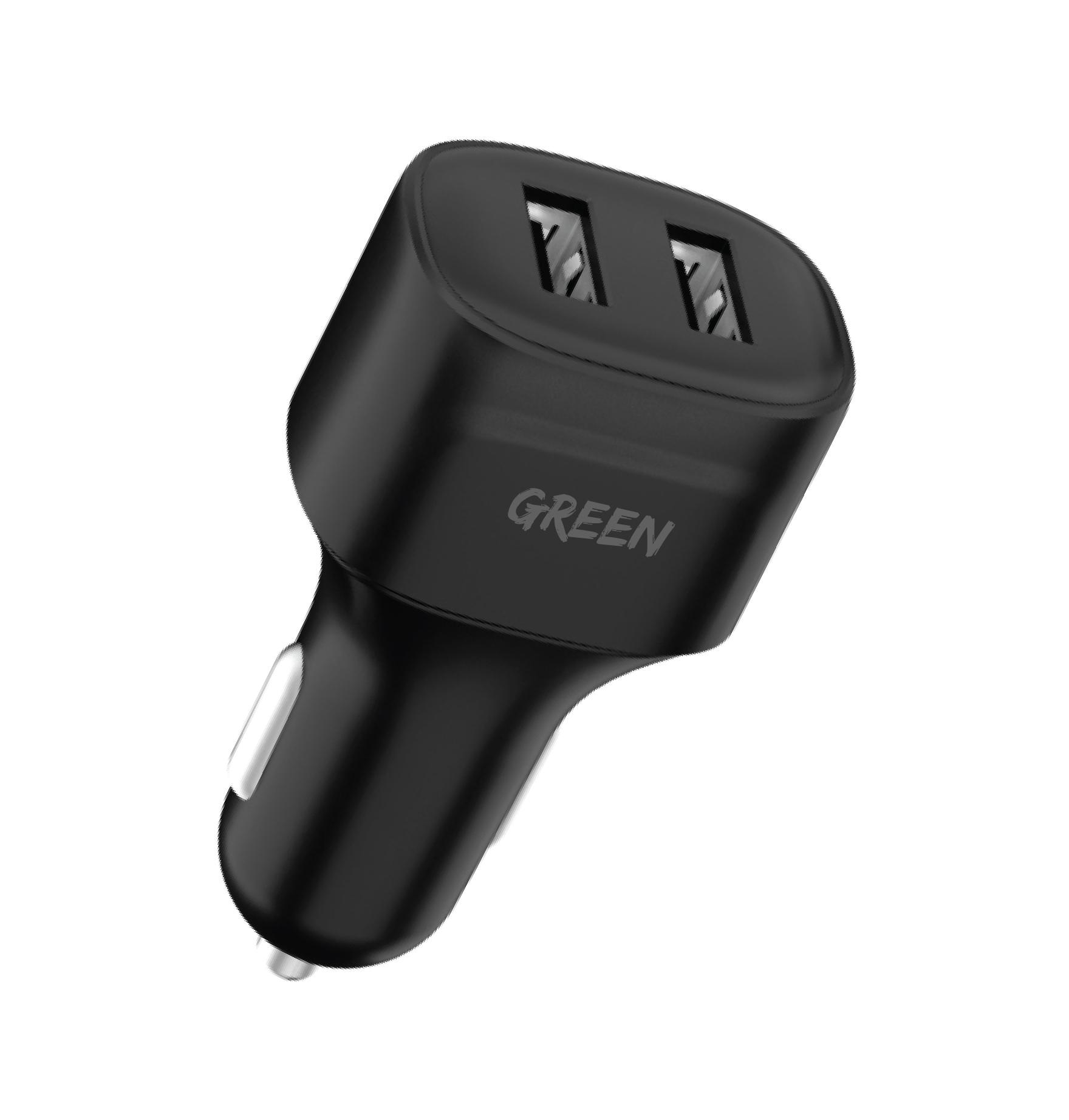 شاحن سيارة بمدخلين بقوة 12 واط Dual Port Car Charger - Green