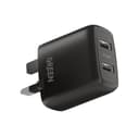 Green Lion Green Dual USB Port Wall Charger 12W UK - Black