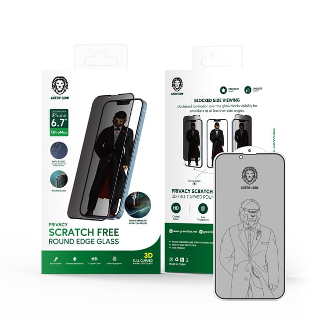 لاصقة حماية للشاشة iPhone 13 / 13 Pro مت Green 3D Privacy Scratch Free Round Edge Glass Screen Protector - Green