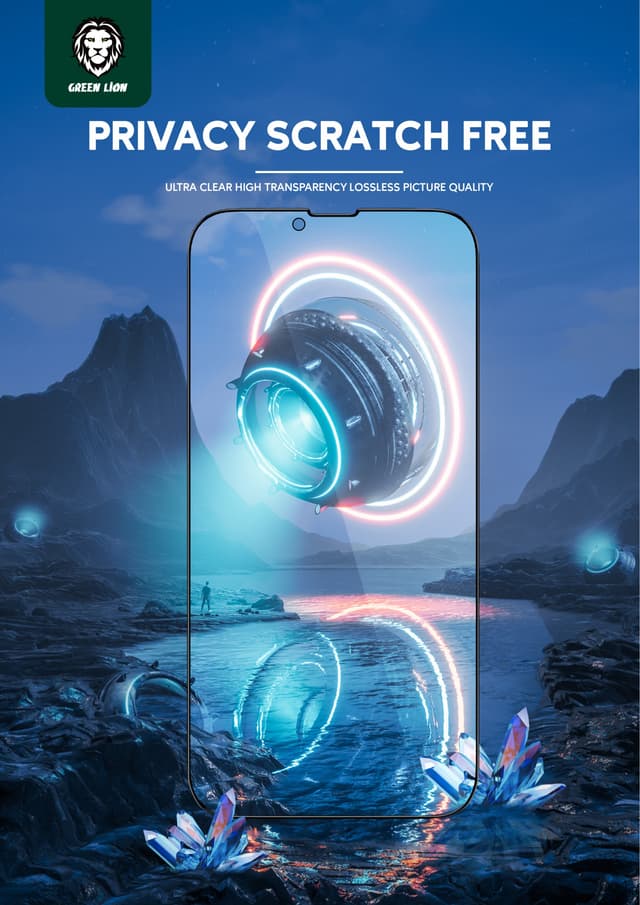 لاصقة حماية للشاشة iPhone 13 / 13 Pro مت Green 3D Privacy Scratch Free Round Edge Glass Screen Protector - Green