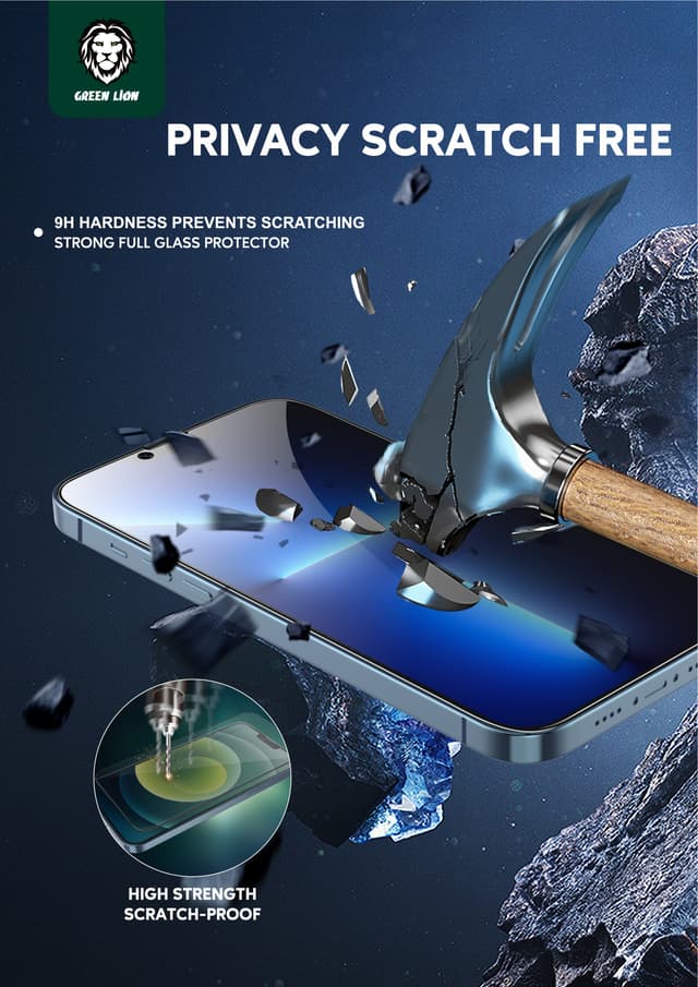 لاصقة حماية للشاشة iPhone 13 / 13 Pro مت Green 3D Privacy Scratch Free Round Edge Glass Screen Protector - Green