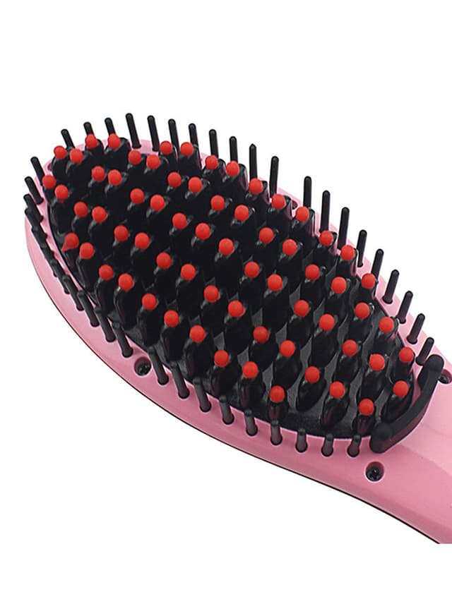 مصفف الشعر ( فرشاة الشعر ) الكهربائي - وردي Skylight - Hair Straightener Brush With LCD display