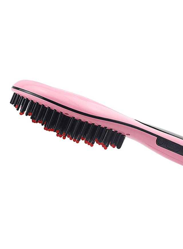مصفف الشعر ( فرشاة الشعر ) الكهربائي - وردي Skylight - Hair Straightener Brush With LCD display