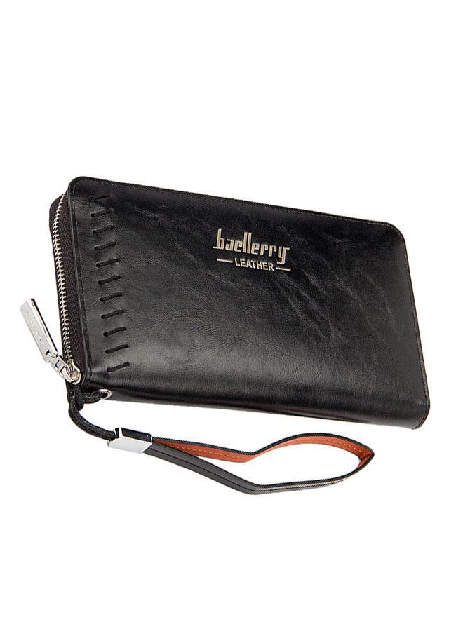 baellerry Zipper Closure Long Business Wallet Black