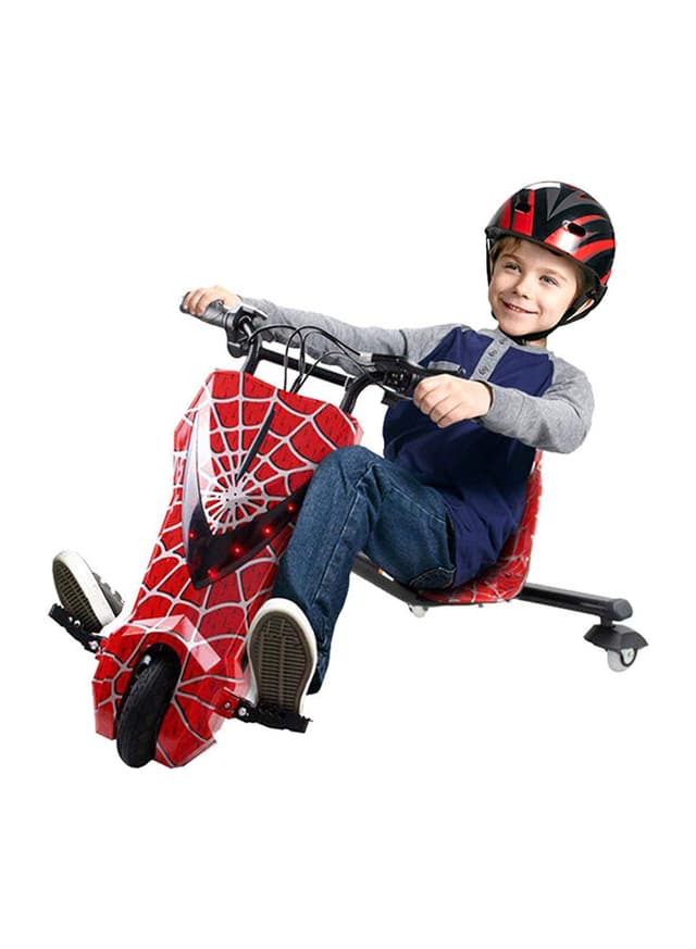 سكوتر درفت كهربائي للأطفال ثلاثي العجلات بطبعة سبايدر مان Electric Drifting Scooter Spiderman Design Comfortable Seat With Backrest 3Wheel