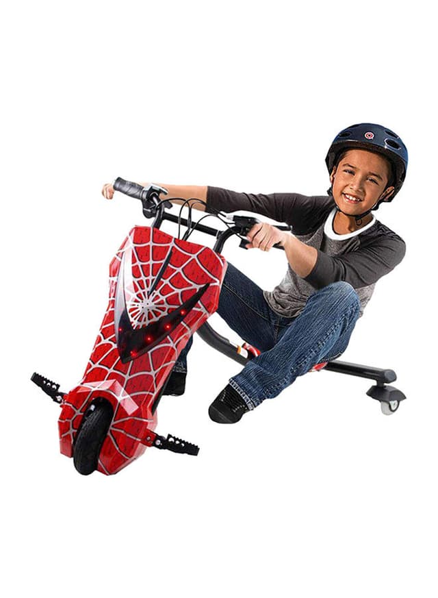 سكوتر درفت كهربائي للأطفال ثلاثي العجلات بطبعة سبايدر مان Electric Drifting Scooter Spiderman Design Comfortable Seat With Backrest 3Wheel