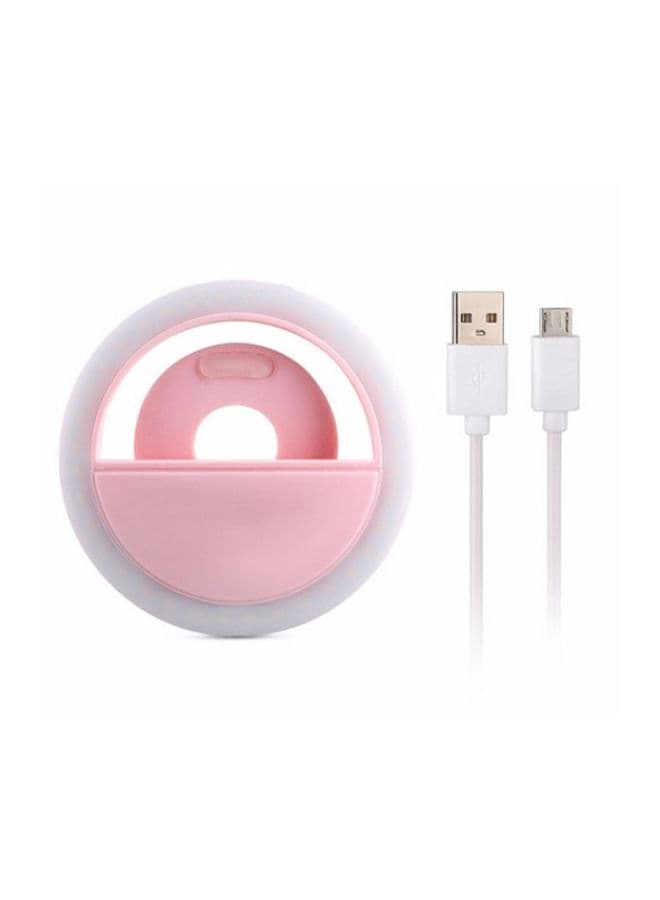 Generic Led Ring Selfie Light For Smartphone Pink/White