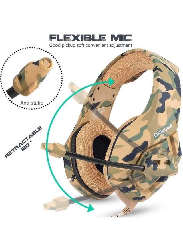 سماعات قيمنق سلكية مع ميكرفون K1 Over-Ear Wired Gaming Headphone With Mic For PlayStation 4  - Onikume