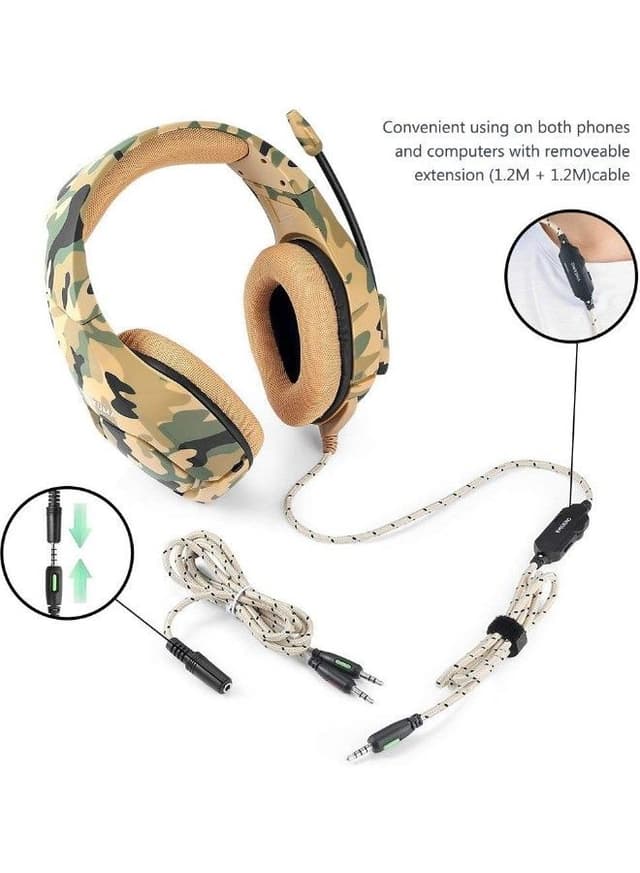 سماعات قيمنق سلكية مع ميكرفون K1 Over-Ear Wired Gaming Headphone With Mic For PlayStation 4  - Onikume