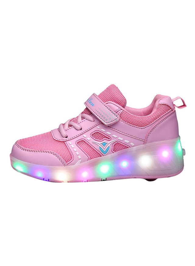 حذاء تزلج مضيء للأطفال مقاس33 LED Hook And Loop Low Top Skate Shoes With Wheel - Cool baby