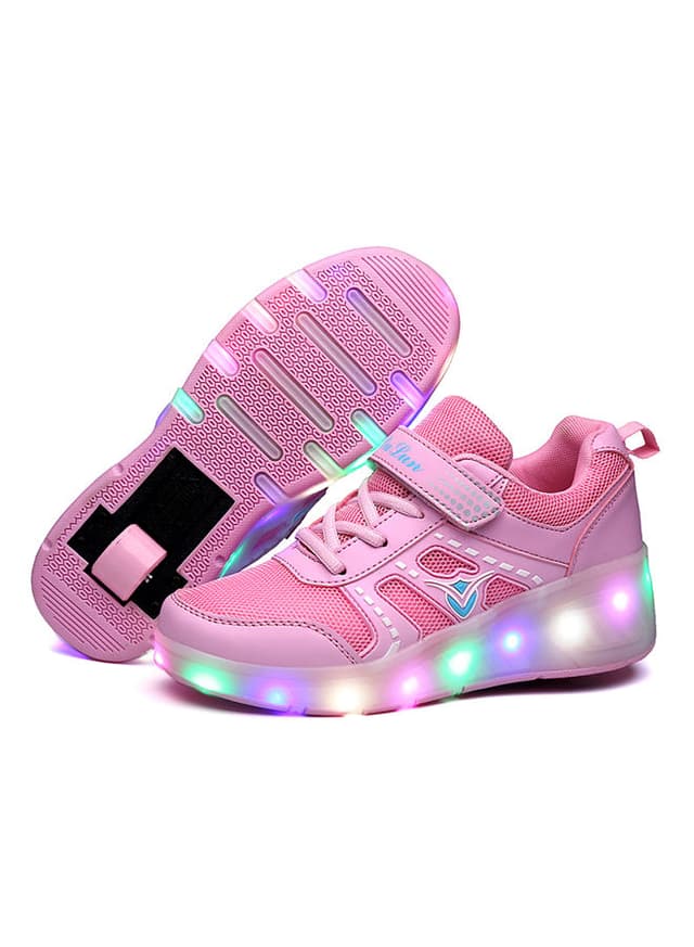 حذاء تزلج مضيء للأطفال مقاس33 LED Hook And Loop Low Top Skate Shoes With Wheel - Cool baby