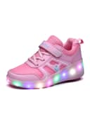 حذاء تزلج مضيء للأطفال مقاس33 LED Hook And Loop Low Top Skate Shoes With Wheel - Cool baby