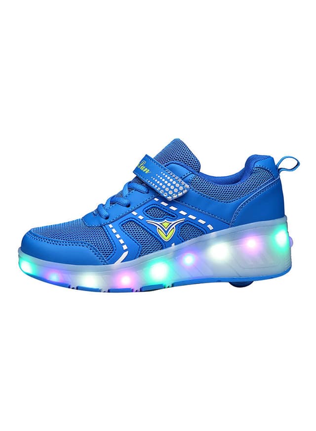 حذاء تزلج مضيء للأطفال مقاس33 LED Hook And Loop Low Top Skate Shoes With Wheel - Cool baby