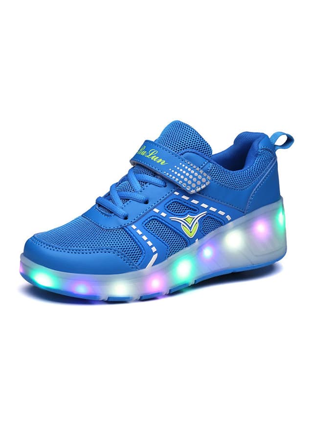 حذاء تزلج مضيء للأطفال مقاس33 LED Hook And Loop Low Top Skate Shoes With Wheel - Cool baby