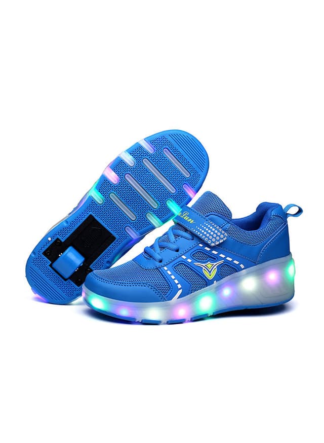 حذاء تزلج مضيء للأطفال مقاس33 LED Hook And Loop Low Top Skate Shoes With Wheel - Cool baby