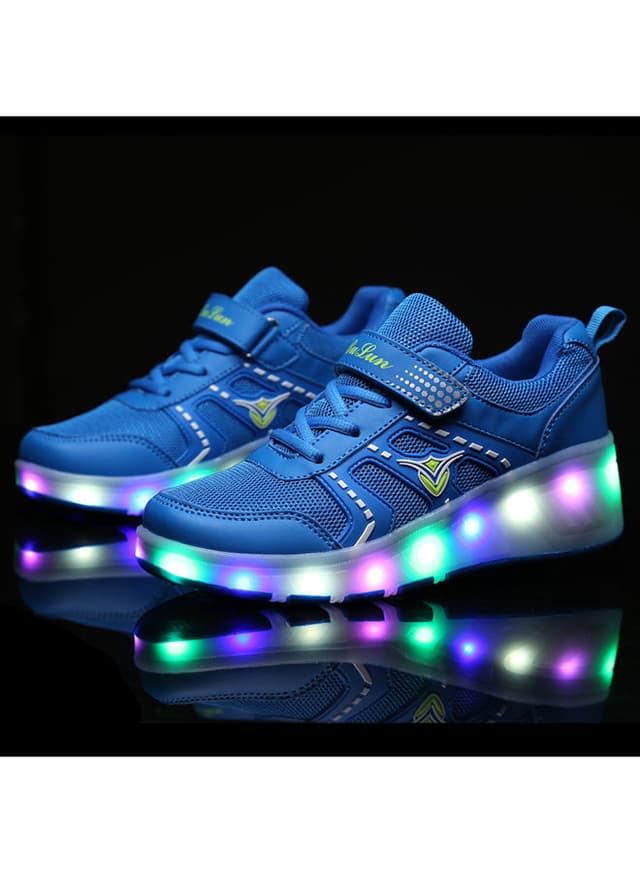 حذاء تزلج مضيء للأطفال مقاس33 LED Hook And Loop Low Top Skate Shoes With Wheel - Cool baby