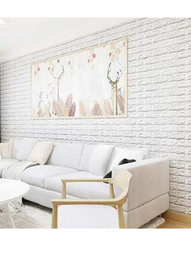 ورق حائط 3D Brick Pattern Decorative Wallpaper Set Off White 3d من Cool Baby